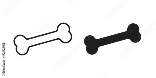 Bone icon vector pack. Thin linear and black flat style.