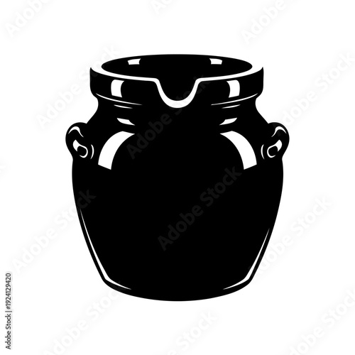 Ceramic Fermentation Crock Silhouette for Probiotic Preservation - Culinary Concept
