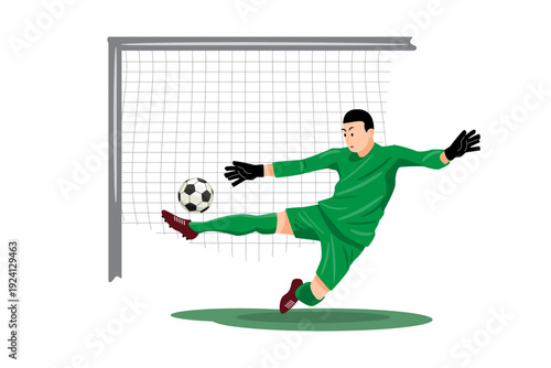 soccer player with gial keeper 