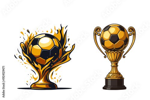 gold trophy cup, gold trophy cup with ball