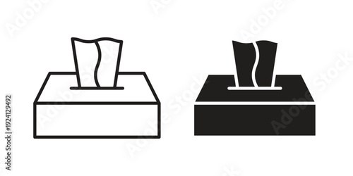 Box tissue icon vector pack. Thin linear and black flat style.