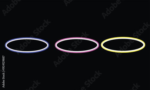 Glowing light effect on colorful bracelets in dark background