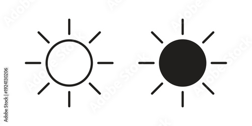 Brightness icon vector pack. Thin linear and black flat style.
