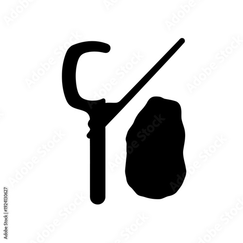 Metal Striker and Stone Flint Set Silhouette for Traditional Fire Starting - Survival Concept