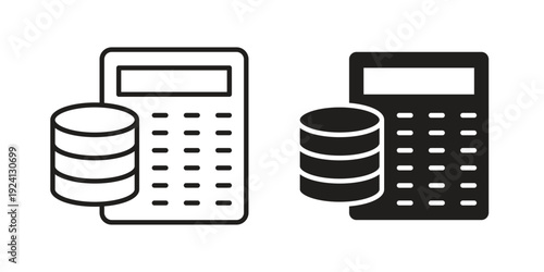 Budget icon vector pack. Thin linear and black flat style.