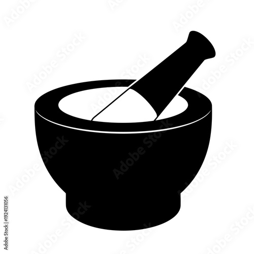 Heavy Granite Mortar and Pestle Silhouette for Spice Grinding - Culinary Prep Concept