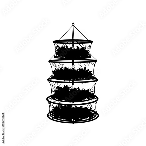 Mesh Net Hanging Herb Drying Rack Silhouette for Harvest Preservation - Homestead Concept