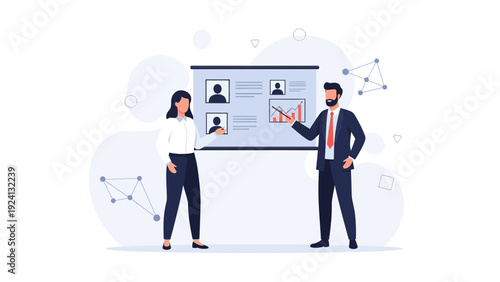 Business meeting with presentation of candidates and analytics