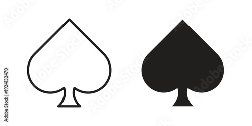 Card-spade icon vector pack. Thin linear and black flat style.
