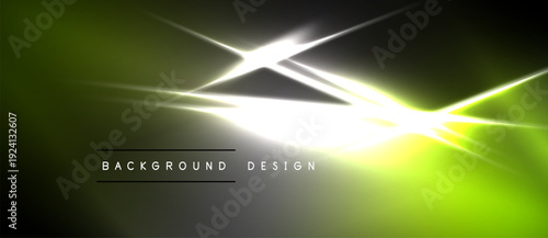 Abstract green background with bright white light streaks. Modern design elements create dynamic visual impact. Simple text overlay present.