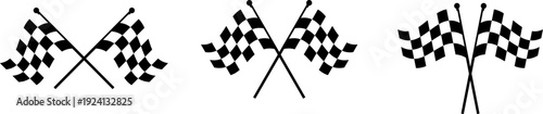 Checkered racing flags waving in victory