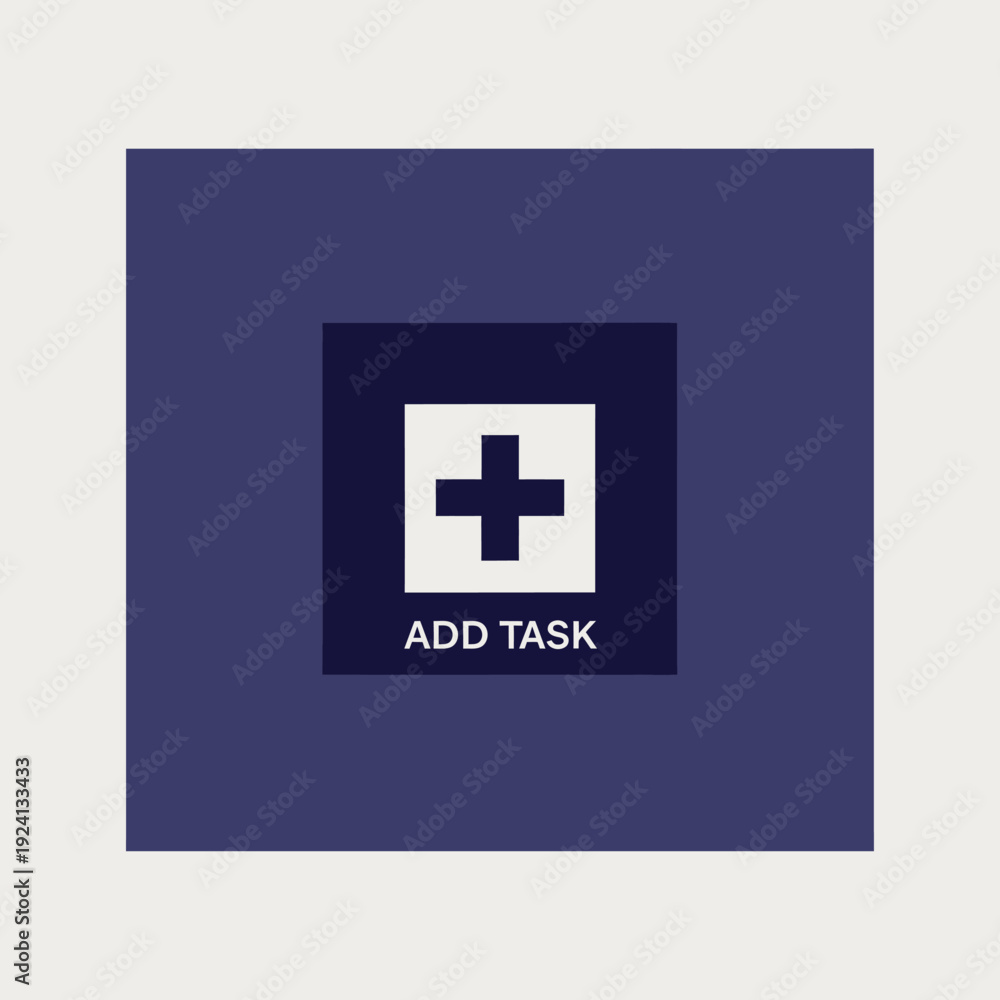 Obraz premium Add Task Button with Plus Symbol and Text.