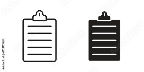 Clipboard icon vector pack. Thin linear and black flat style.