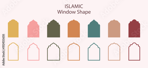 Collection of oriental style Islamic windows and arches.