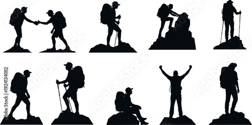 WebSet of black mushroom silhouettes, fungus icon collection, forest toadstool shapes, organic nature elements, autumn botanical vector, isolated fungal graphics, garden.