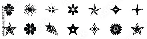 Sparkle star icons set. Star set. Vector blink star.