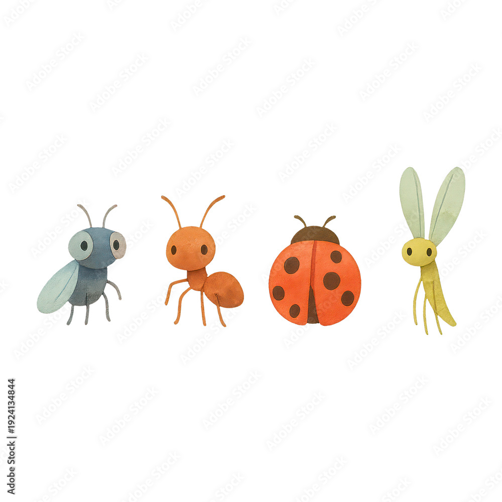 Fototapeta premium PNG Cute cartoon insects illustration