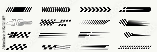 racing stripes and checkered flag designs, dynamic motorsport inspired vector graphics for car branding vehicle wraps advertising posters banners and professional automotive design projects.