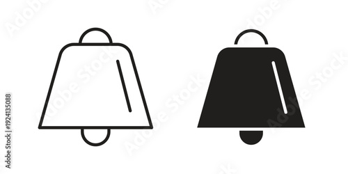 Cowbell icon vector pack. Thin linear and black flat style.