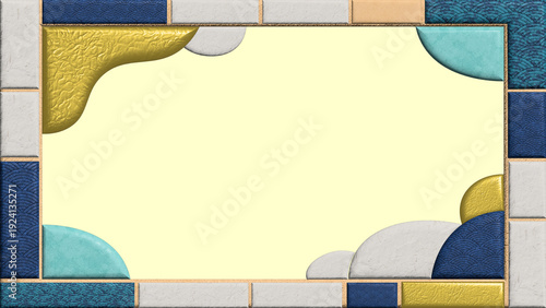 Decorative frame with gold and blue elements