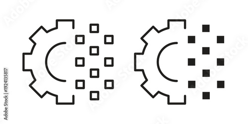 Digital transformation icon vector pack. Thin linear and black flat style.