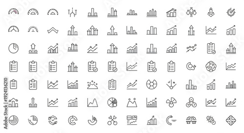 Collection of various business and finance icons arranged in a grid pattern on a clean background
