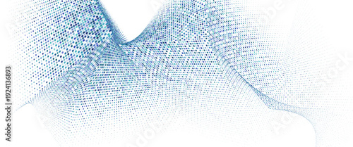 Abstract vector illustration with small squares and pixels. blue Dot halftone with randomus opacity. Modern Vector illustration design eps10