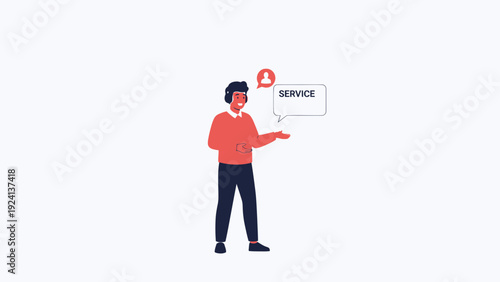 Customer Service Representative with Headphones and Speech Bubble