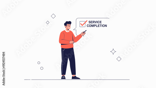 Man with Checklist Showing Service Completion