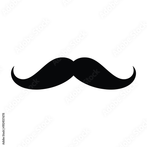 Black handlebar mustache icon isolated on white background