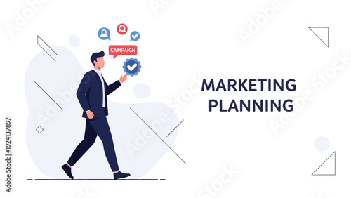 Marketing Campaign Planning: Man with Checklist and Speech Bubble