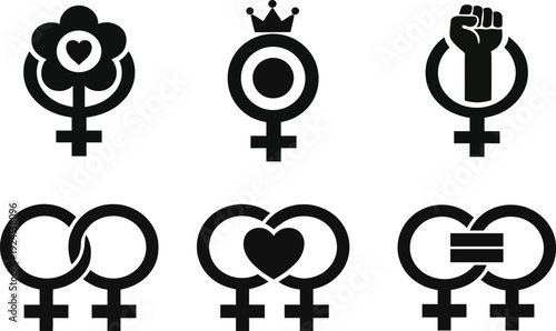 Variations of the venus symbol for women and lgbtq rights