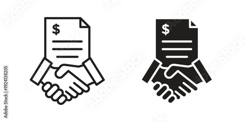 financial contract icon vector pack. Thin linear and black flat style.