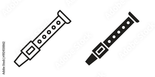 Flute icon vector pack. Thin linear and black flat style.