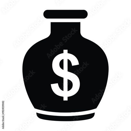 Black silhouette of a money bag with dollar sign