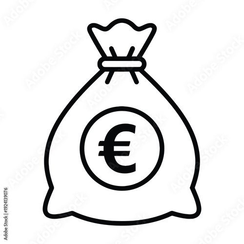 Money bag with euro symbol symbolizing finance and wealth
