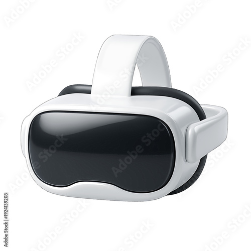 Modern White VR Headset for Virtual Reality Gaming and Metaverse Experiences, Advanced Technology Device isolated on transparent background