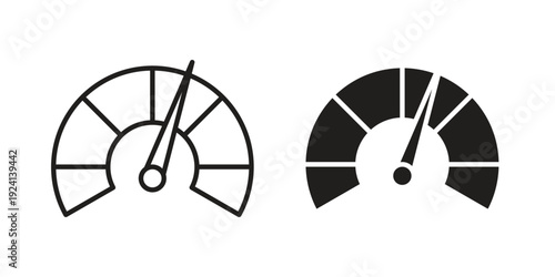 Gauge icon vector pack. Thin linear and black flat style.