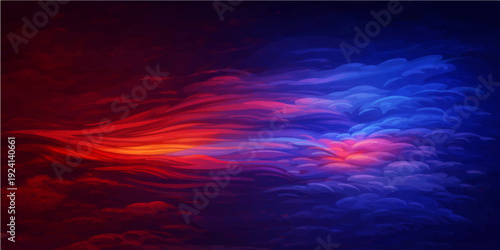 A dramatic red sky filled with vibrant orange clouds glows under the bright morning sun, creating a beautiful landscape of light and nature during a peaceful dawn