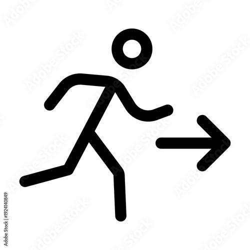 Dynamic exit person icon set featuring emergency evacuation figure symbols for safety signage navigation and public facility compliance