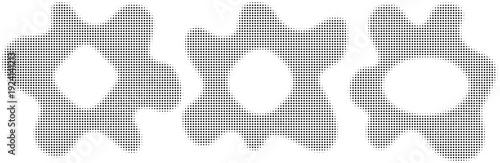 Halftone sound equalizer icons with lines and dots circular sound wave frames abstract music symbols vector illustration for audio beats