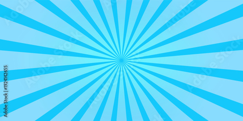 Comic background. Pop art texture. Starburst cartoon style. Anime design with explosion effect for print. Fun dot pattern. Blue backdrop with halftone gradient. Funny line frame. Vector illustration