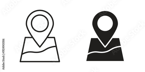 Land layer location icon vector pack. Thin linear and black flat style.