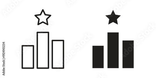 Leaderboard icon vector pack. Thin linear and black flat style.