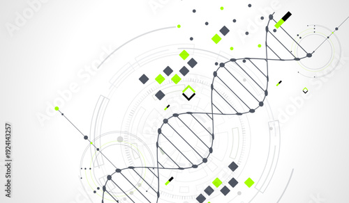 Abstraction on a scientific medical theme. Creative image of a DNA molecule with art elements.
