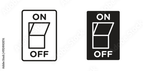 Light switch off icon vector pack. Thin linear and black flat style.