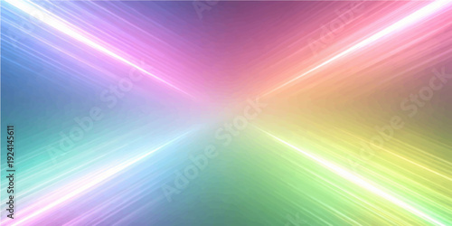 An abstract colorful rainbow background features a bright sun burst with blue sky flares and glowing energy rays for a summer nature wallpaper design