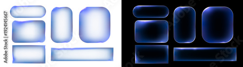 Fényképezés PNG image of Glowing Blue UI Buttons on Black and transparent background