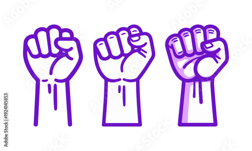 Fist Raised in Protest Solidarity With Purple Color Theme Vector Illustration Graphic Design