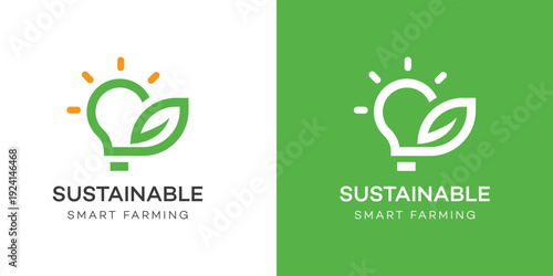 Sustainable Smart Farming Logo  Green White Minimalist Design